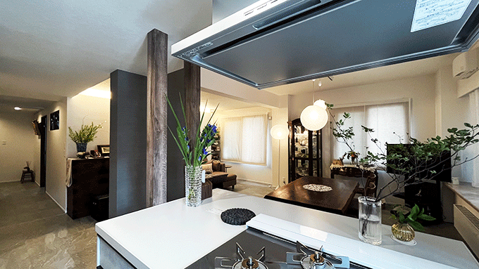 [札幌]築28年分譲マンションリフォーム実例・入居後見学会 in 平岡公園ファミールハイツ弐番館／キッチンからの視点