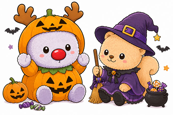 🎃ご家族で楽しむおばけさがしゲーム👻
土屋ホームトピア仙台支店オリジナルキャラクターのぽたくん(左)と、とぴちゃん(右)