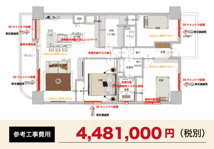 参考工事費用　4,481,000円（税別）